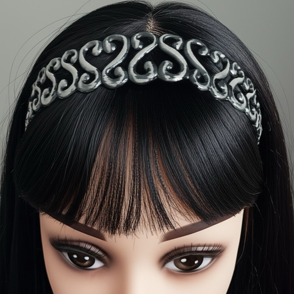 Karen Marie Headband Style Curly Jelly Bandeau - Silver NWOT - Picture 5 of 17